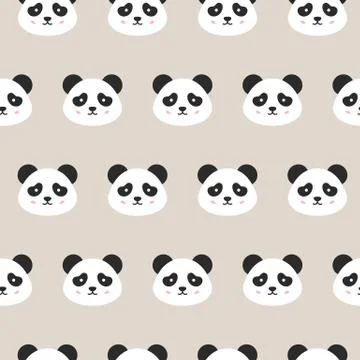 Panda Faces Seamless Pattern Stock Illustration