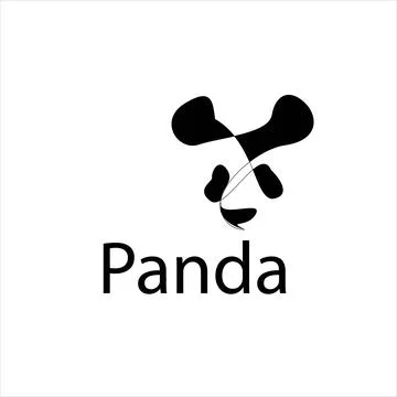 Panda flat drawn with one line and spots, logo Stock Illustration