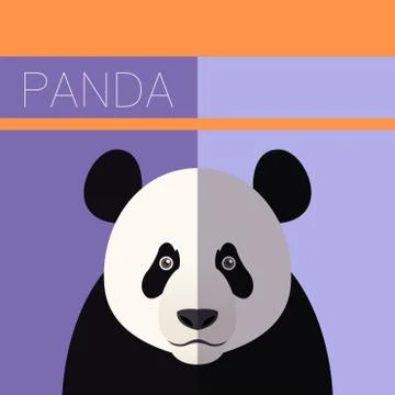Panda flat postcard Stock Illustration