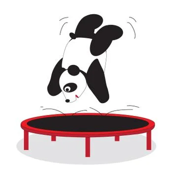 Panda fun jumping on a trampoline. Stock Illustration