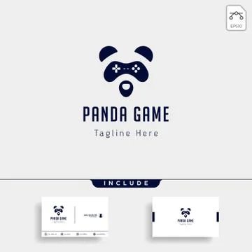 Panda game logo design template animal concept controller Stock Illustration
