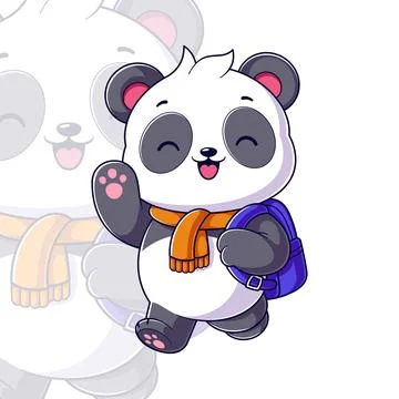 Panda getting ready to go to school Stock Illustration