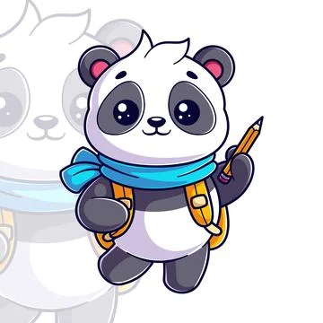Panda getting ready for school Stock Illustration
