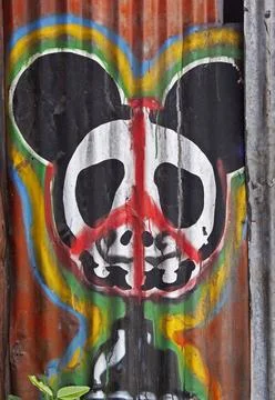  Panda Graffito eines Killer Pandas, Thailand, Südostasien Graffito of a k.. Stock Photos