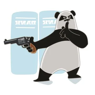 Panda with a gun Stock Illustration