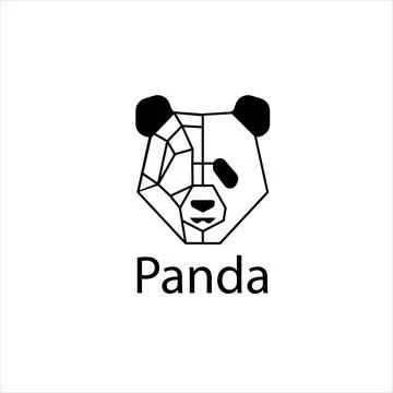 Panda, half of the face is drawn by simple lines, another half of the polygons Stock Illustration