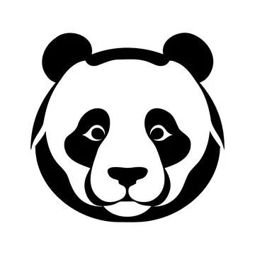 Panda head black and white vector icon Illustrazione stock