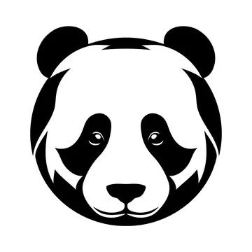 Panda head black and white vector icon Illustrazione stock