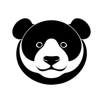 Panda head black and white vector icon Illustrazione stock