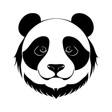 Panda head black and white vector icon Illustrazione stock