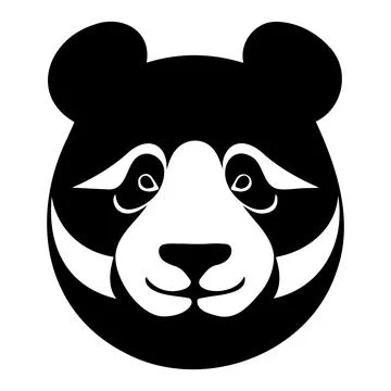 Panda head black and white vector icon Illustrazione stock