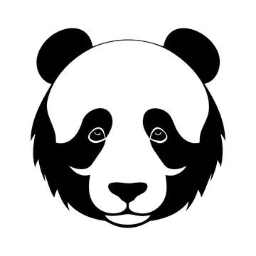 Panda head black and white vector icon Illustrazione stock