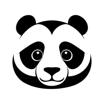 Panda head black and white vector icon Illustrazione stock