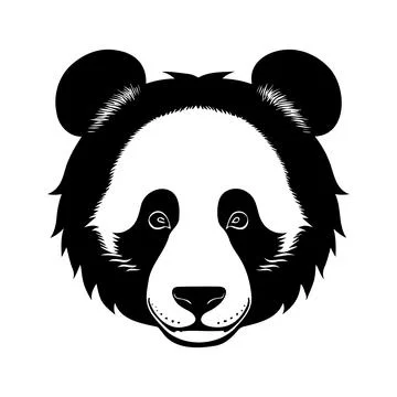 Panda head black and white vector icon Illustrazione stock