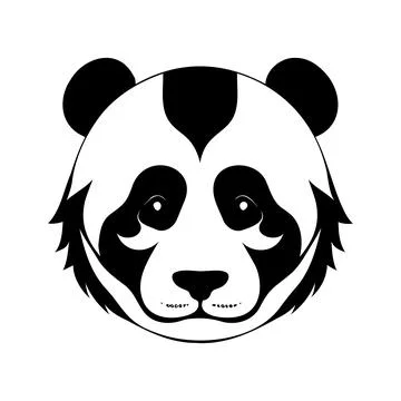 Panda head black and white vector icon Illustrazione stock