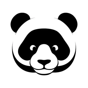 Panda head black and white vector icon Illustrazione stock