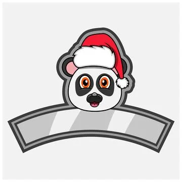 Panda Head Character Logo, icon, watermark, badge, emblem and label with Ch.. Stock Illustration