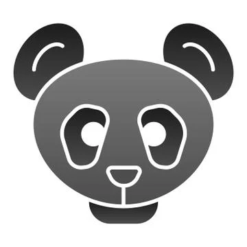 Panda head flat icon. Simple silhouette, bamboo asian bear. Animals vector Stock Illustration