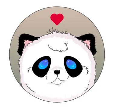 Panda head icon. Kawaii vector illustration. Love emotion. Illustrazione stock