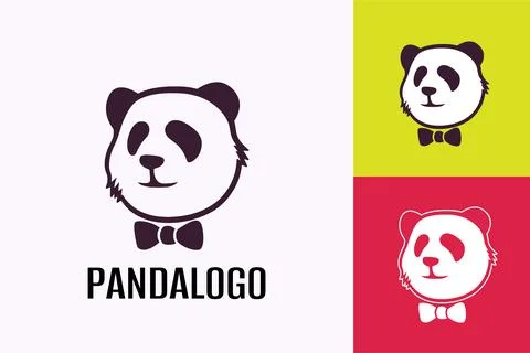 Panda head logo with bow tie. Stock Illustration