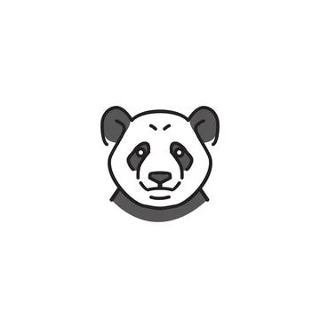 Panda head logo vector icon monoline line illustration Stock Illustration