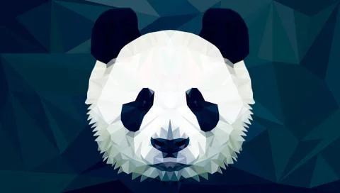 Panda head polygon isolated vector Stock Illustration