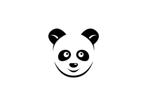 Panda head with smiling face logo Stock Illustration