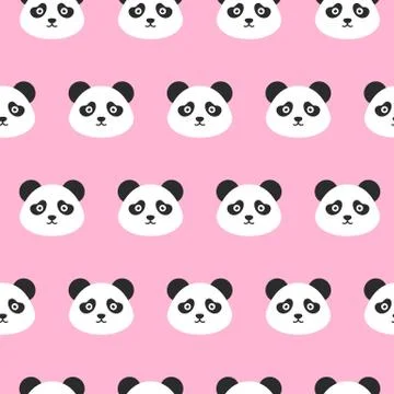 Panda Heads Seamless Pattern 库存插图