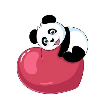 Panda with a heart Stock Illustration