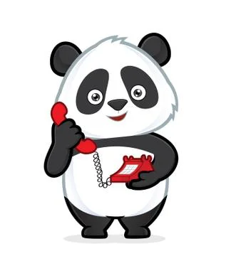 Panda holding a phone Stock Illustration
