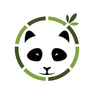 Panda Illustration in Circular Green Frame Stock Illustration