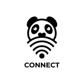 Panda with internet lines logo vector icon design. Stock Illustration