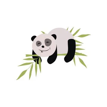 Panda. an isolated panda sleeps in a tree. Cute cartoon character icon of a Stock Illustration