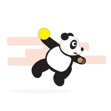 Panda jumps with a handball. Stockillustratie