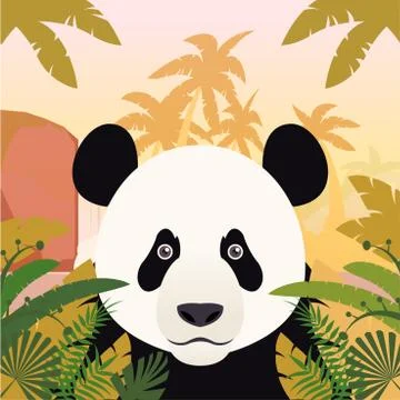 Panda on the Jungle Background Stock Illustration