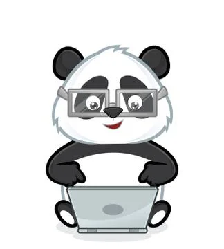 Panda with laptop Stock Illustration