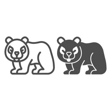 Panda line and solid icon, worldwildlife concept, panda bear vector sign on イラスト素材