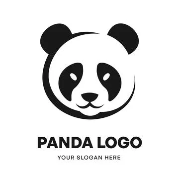 Panda logo vector template emblem symbol. Head icon design isolated on white Stock Illustration