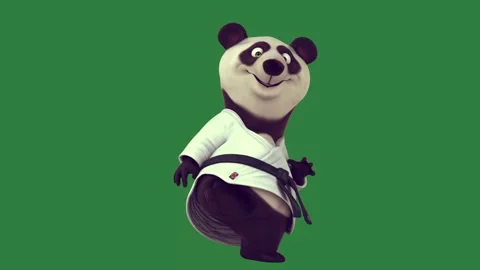 Panda Looping On Green Screen Chroma Key Background Stock Footage 338017031