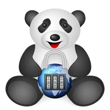 Panda padlock 스톡 일러스트