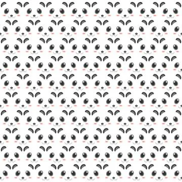 Panda pattern of heads decoration design. 2d style of animation artwork. Stock Illustration