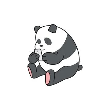 Panda with phone vector Stock Illustration