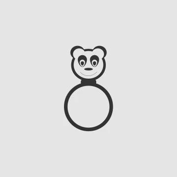 Panda rattle icon flat. Stock Illustration