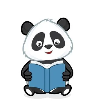 Panda reading a book Illustrazione stock