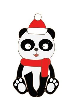 Panda in red cap isolated on white background Stock Illustration