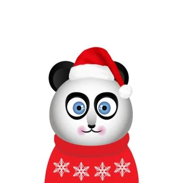 Panda in a red winter sweater Stock Illustration