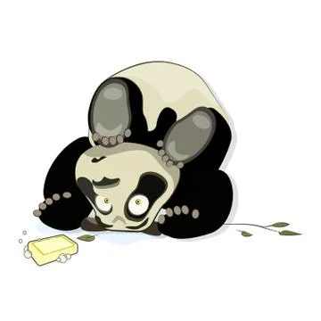 Panda rests on his head Stock Illustration