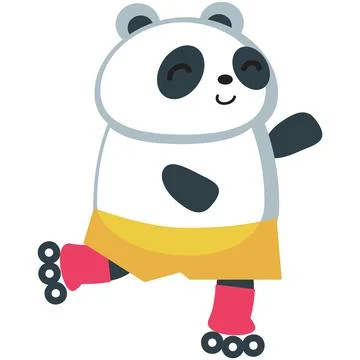 Panda roller skater vector cartoon sport character Stock Illustration