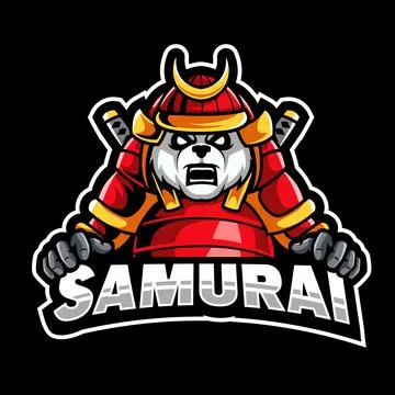 Panda samurai mascot e sport logo design vector Stock Illustration