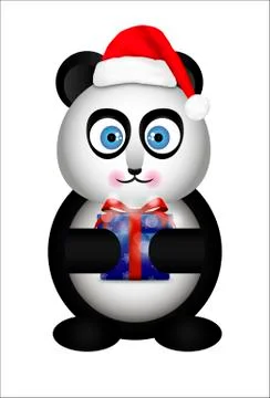 Panda in the Santa hat Stock Illustration